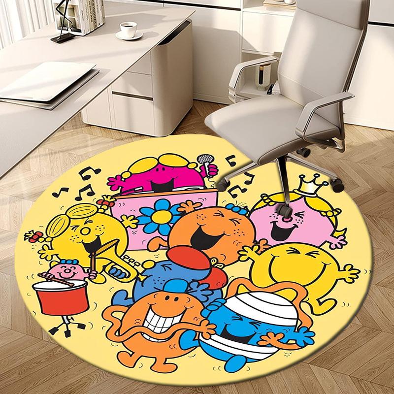 1pc Mr. Men Band Round carpet, Made of Polyester,Perfect for Decorating Office Chairs, Living Rooms,Vibrant Decorative Rug