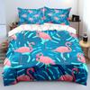 Pink Flamingos And Tropical Leaves Print Bedding Set 1 Duvet Cover 2 Pillowcases For Adult And Children Luxury Gift Full Size