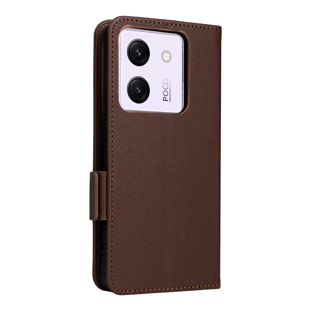 For Xiaomi Poco M7 Pro 5G Case with Wrist Strap Litchi Texture PU Leather Wallet Phone Cover