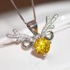 Huitan Cute Shiny Animal Elk Pendant Necklace With Yellow/white CZ For Women Wedding Party Daily Romantic Delicate Accessories