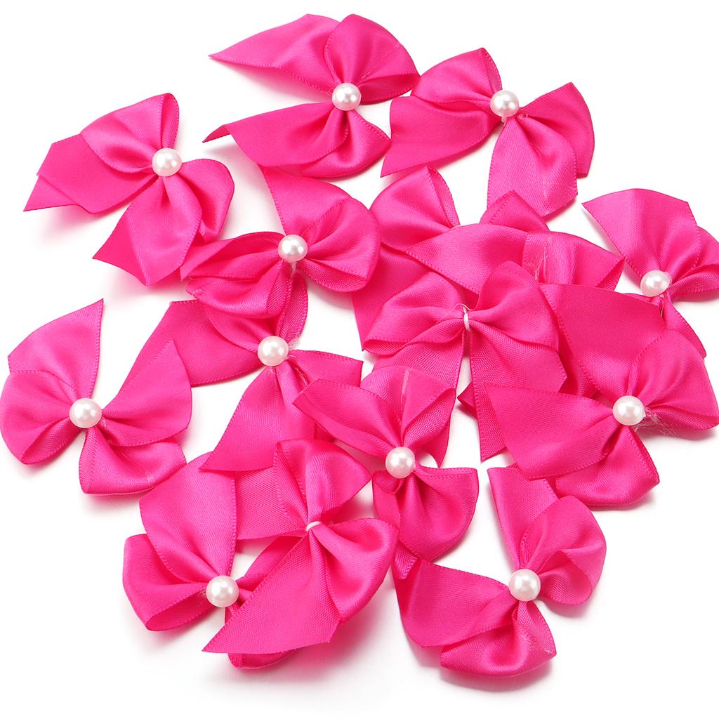 20pcs Polyester Satin Ribbon Bows 5.5x6cm Colorful Half Bead Hand Tied Bowknots For DIY Crafts Party Clothing Headwear Finding