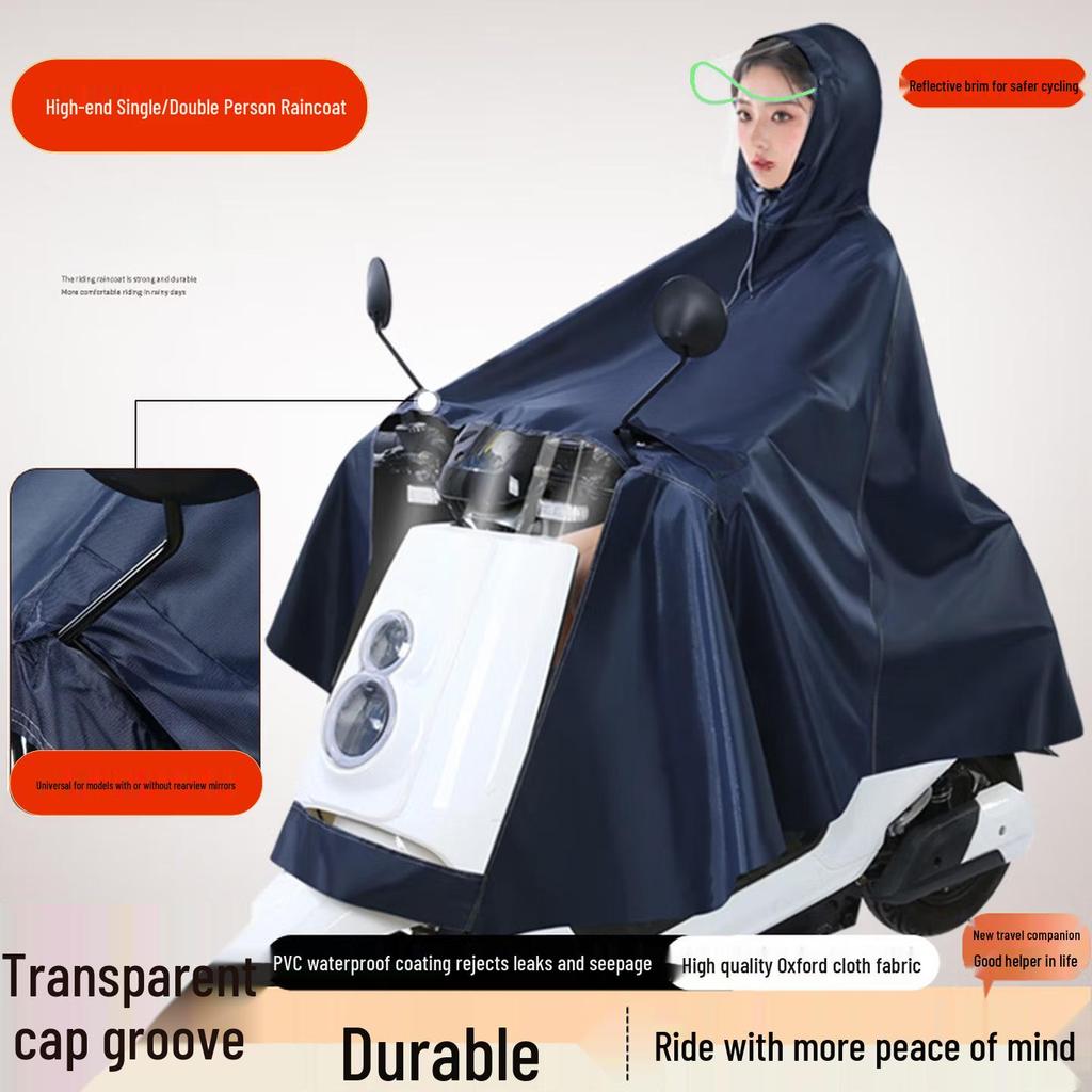 Women's Plus Size Full Body Black Rain Cape for Electric Scooter & Motorcycle