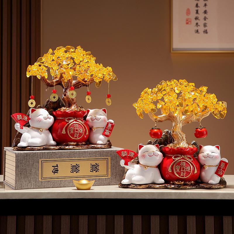 Lucky Cat Lantern Circle Lucky Money Tree Ornament Living Room Decoration housewarming opening gift
