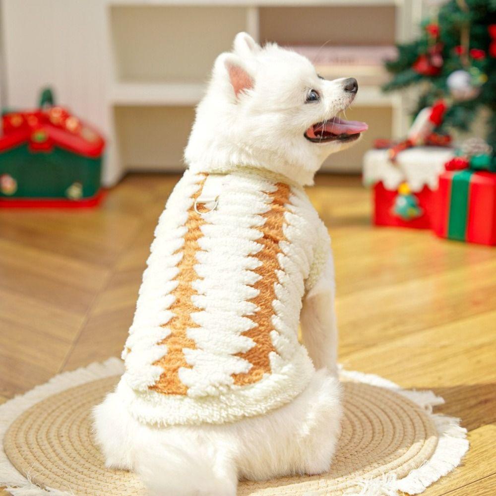 Dog Velvet Outfits Windproof Christmas Pet Clothes Comfortable Soft Cat Warm Vest Velvet Puppy Two-Legged Clothing Winter Wear