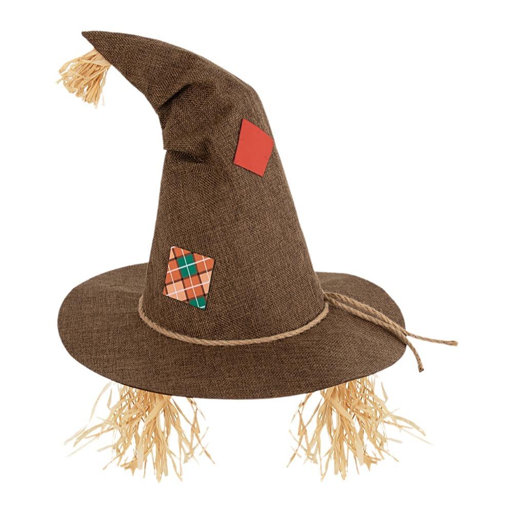 Creative Straw Witch Hat Vintage Halloween Wizard Hat Portable Cosplay Hat  Dance Party