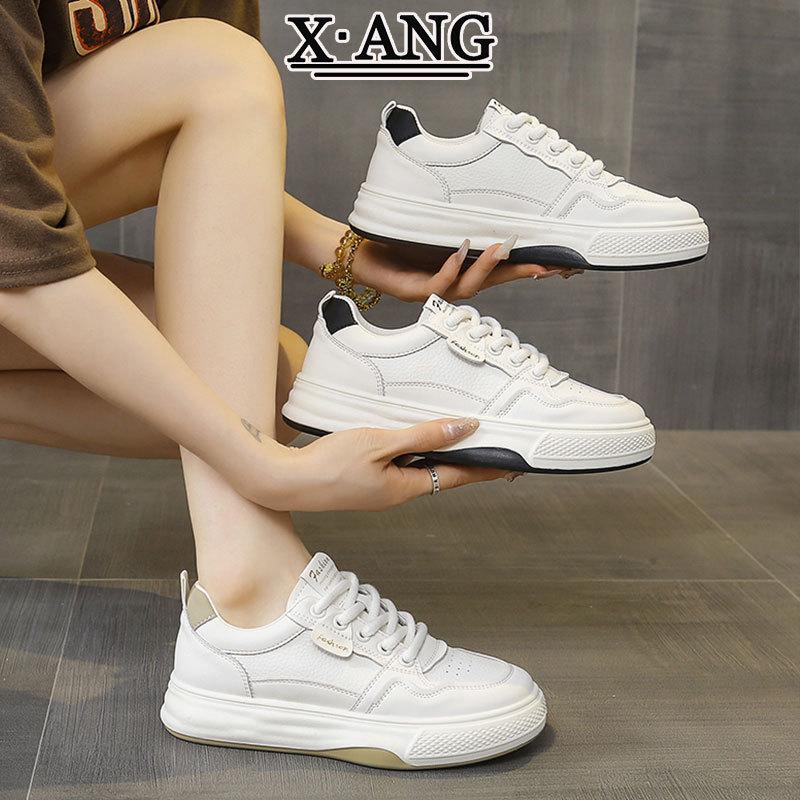 Leather little white shoes women's shoes 2025 spring and summer new soft soles not tired feet single shoes platform casual sports board shoes