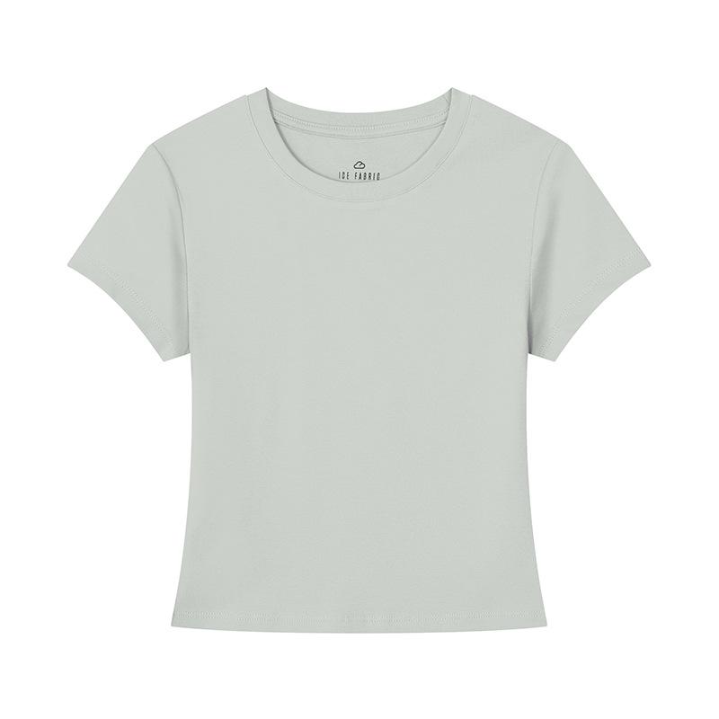 Solid Color Short-sleeved T-shirt for Women's New Inner Round Neck Bottoming Shirt Versatile and Slim
