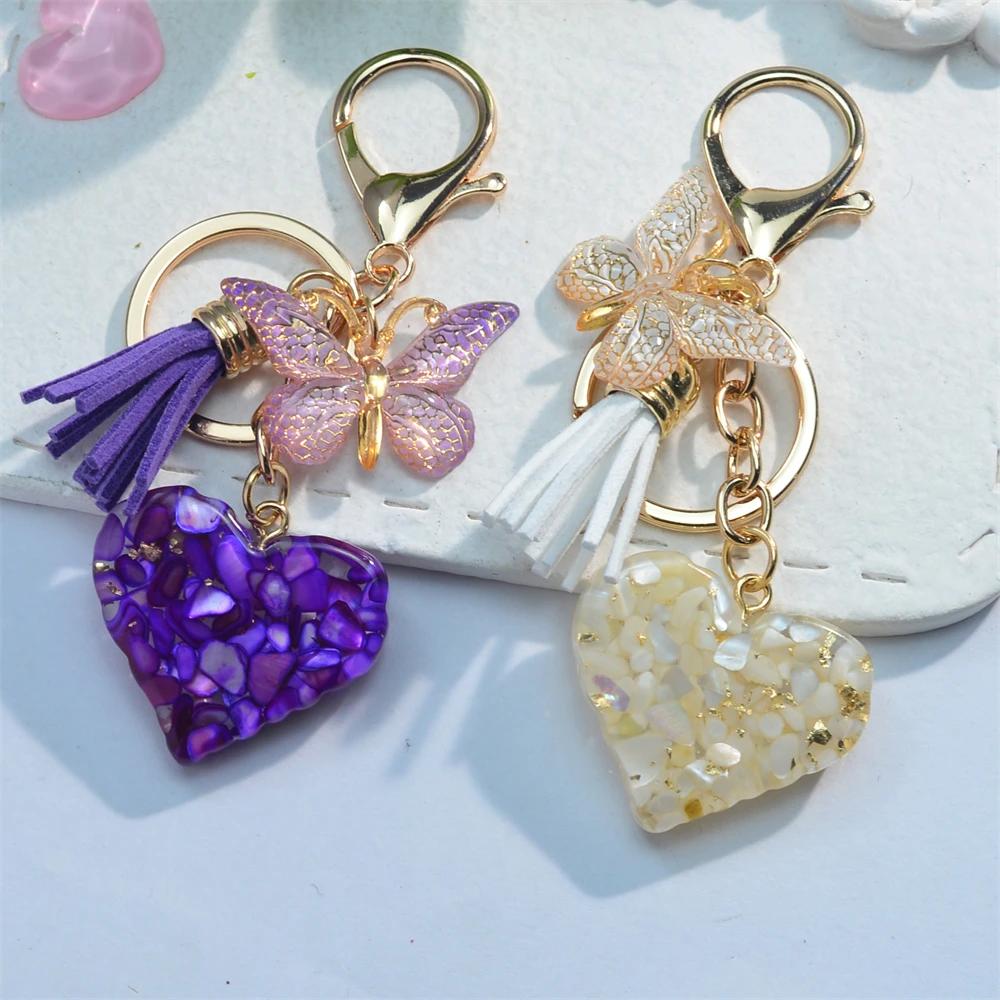 Fashion Sequins Filled Charms With Exquisite Tassel Butterfly Bag Pendant Car Trinket Accessories For Women Bag Charm