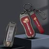 BMGB9 3 Buttons Zinc Alloy Leather Car Key Case Cover Key Shell For Porsche Cayenne Panamera Macan Cayman 718 911 Taycan Sticker