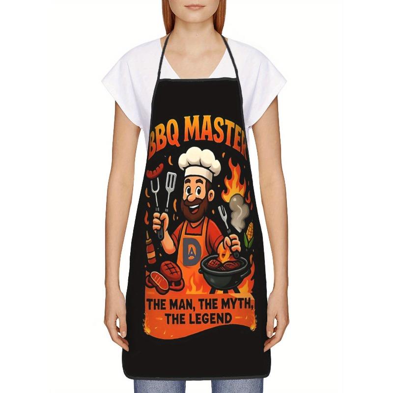 BBQ Master Apron, The Man The Myth The Legend Slogan, Grilling Chef Pattern, Multiple Sizes Available 38X47cm(15X19in)