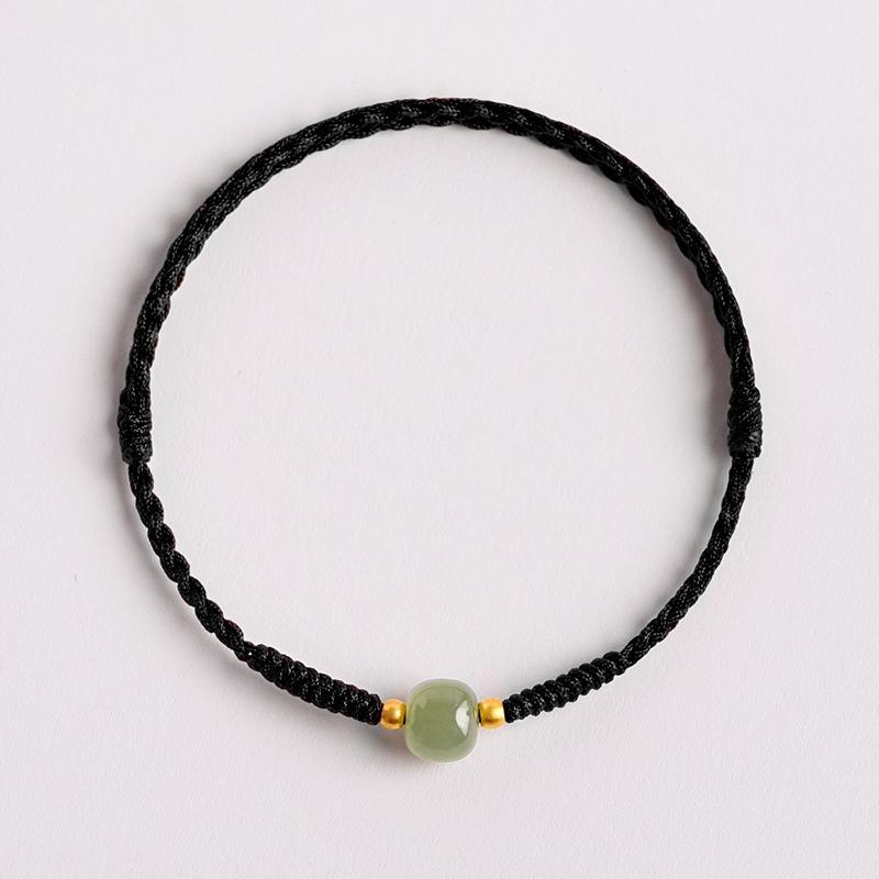 Bracelet Hetian Jade Red Rope Women's New Ashore Transfer Beads Good Luck Red Hand Rope for Girlfriend Gift