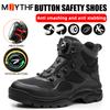 Rotating Button Safety Boots Work Shoes Men Steel Toe Shoes Puncture-Proof Indestructible Shoes Work Sneakers Wear Resistant