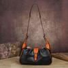 Johnature Genuine Leather Retro Women's Bag Solid Color Soft Cowhide Large Capacity Shoulder Crossbody Bag