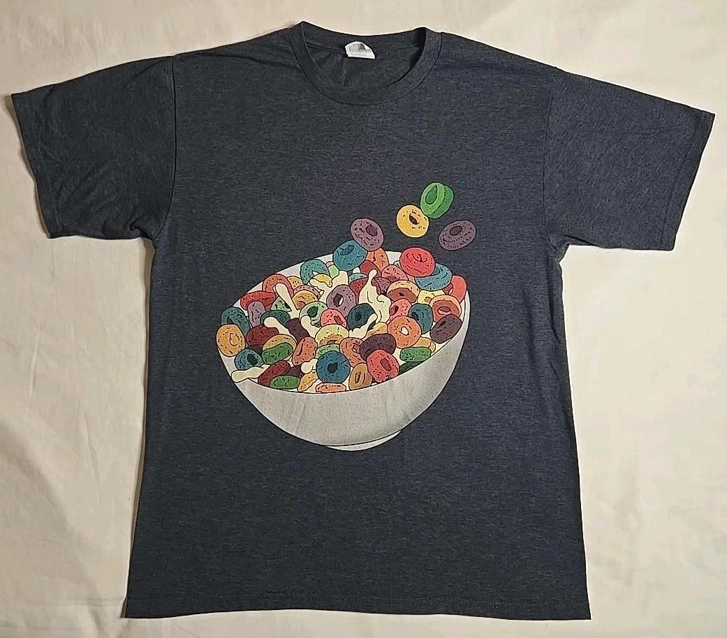 Bowl Of Fruit Loops Cereal Women s Graphic Print T-Shirt Blue Size Medium S