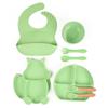 Silicone Baby Bowl & Spoon Set with Wooden Handle and Suction Cup