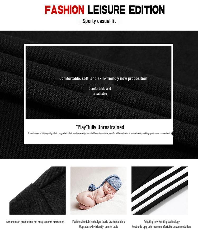 Men's Trendy Autumn Zip-Up Hooded Sweatshirt with Three Stripes Print