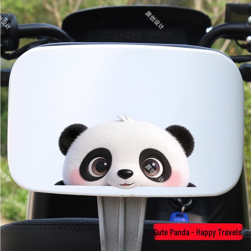 Panda Car Sticker: Cute, Creative, Waterproof, Scratch Cover, Decorative for Electric Vehicles