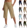High Waist Weite Beine Capri-Hosen für Damen mit Taschen Lockerer Sitz Dehnbar Gekürzte Hosen für Sport Yoga Freizeitkleidung