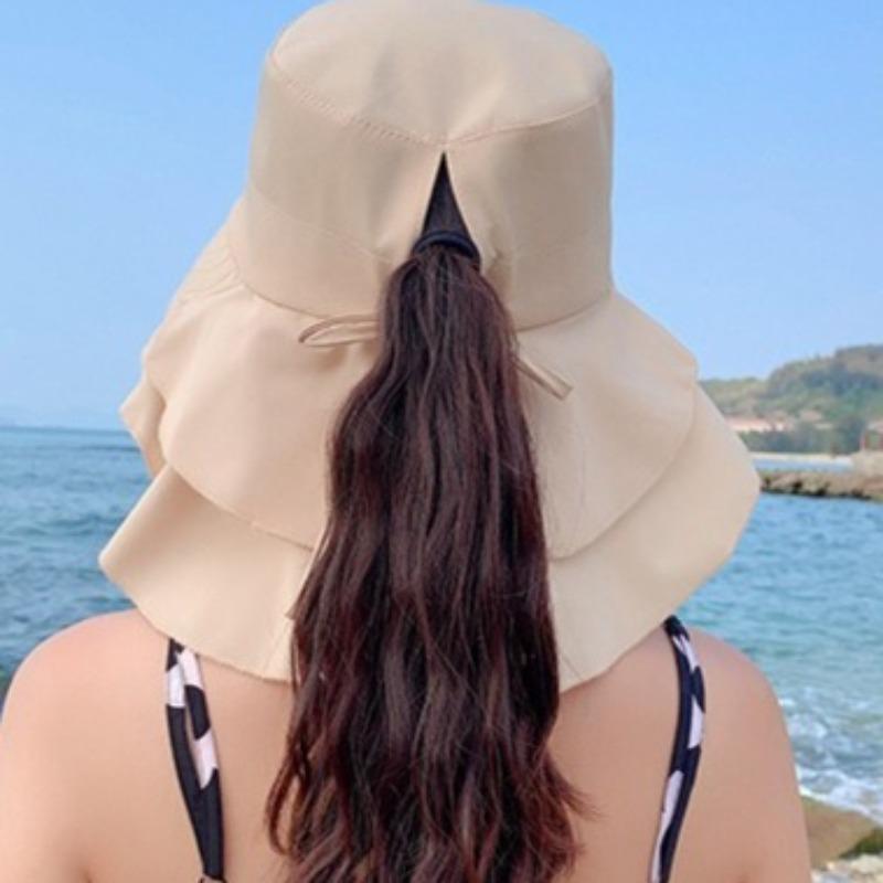 New Summer Women's Neck-Protecting Sunscreen Wide-Brimmed Fisherman Hat for Outdoor Trips and Cycling