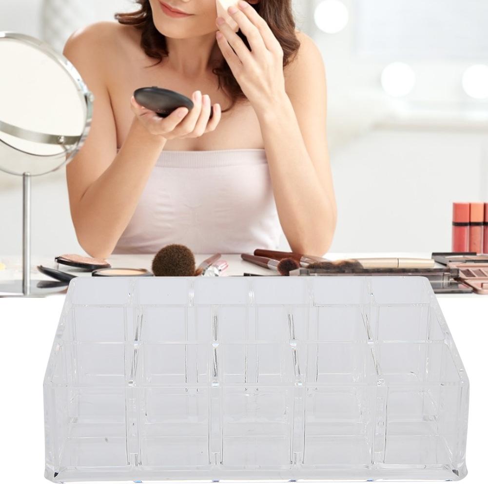 16 Grid Transparent Acrylic Nail Polish Lipstick Storage Case Organizer Storage Rack