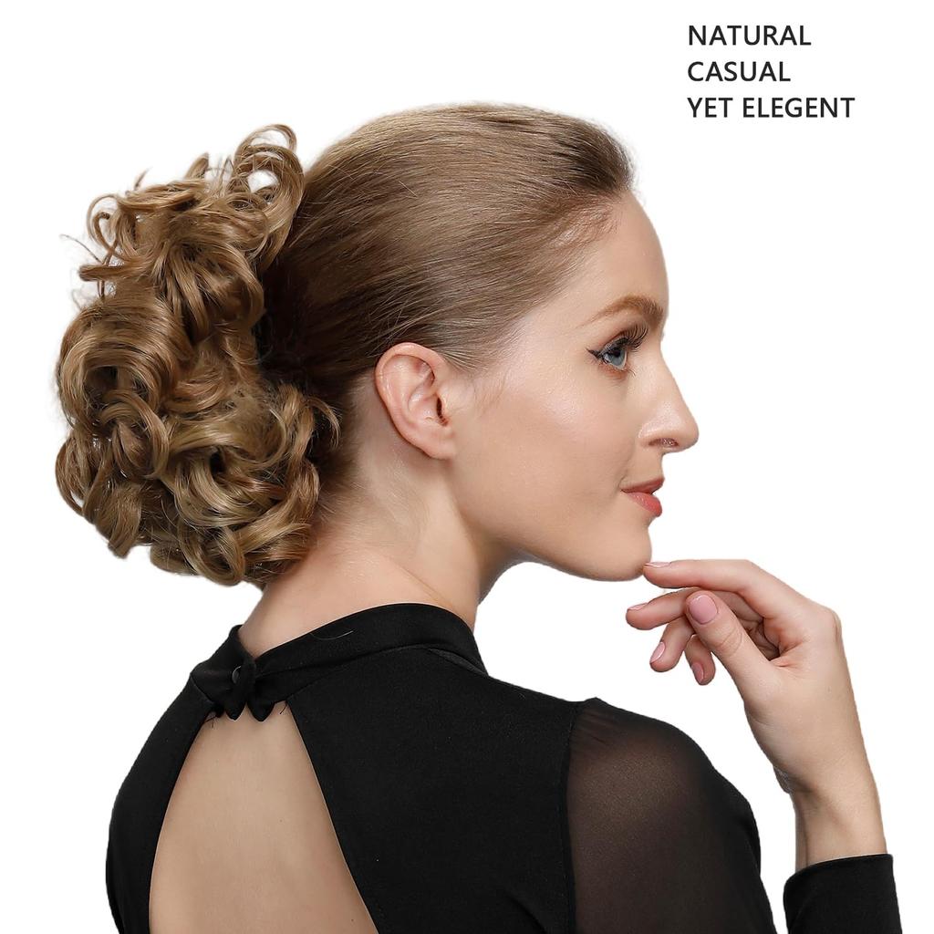 Combs Messy Bun Hair Piece Curly Dish Hair Buns Extension Thick Chignon Hairpiece Clip in Ponytail Scrunchies Hair Pieces for Women