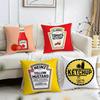 Funny Ketchup Label Cushion Cover Reversible Plush Pillow Cover – For Car, Sofa, Bedroom, Perfect As a Gift.