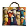 Quilted Tote Bag Cute Sheep Pattern Tote Women Retro Purse Machine Washable Handbag for Daily Errands Commuting Grocery Shopping