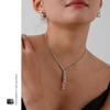 Luxury Minimalist Clavicle Claw Chain Necklace with White Zircon Tassel for Women