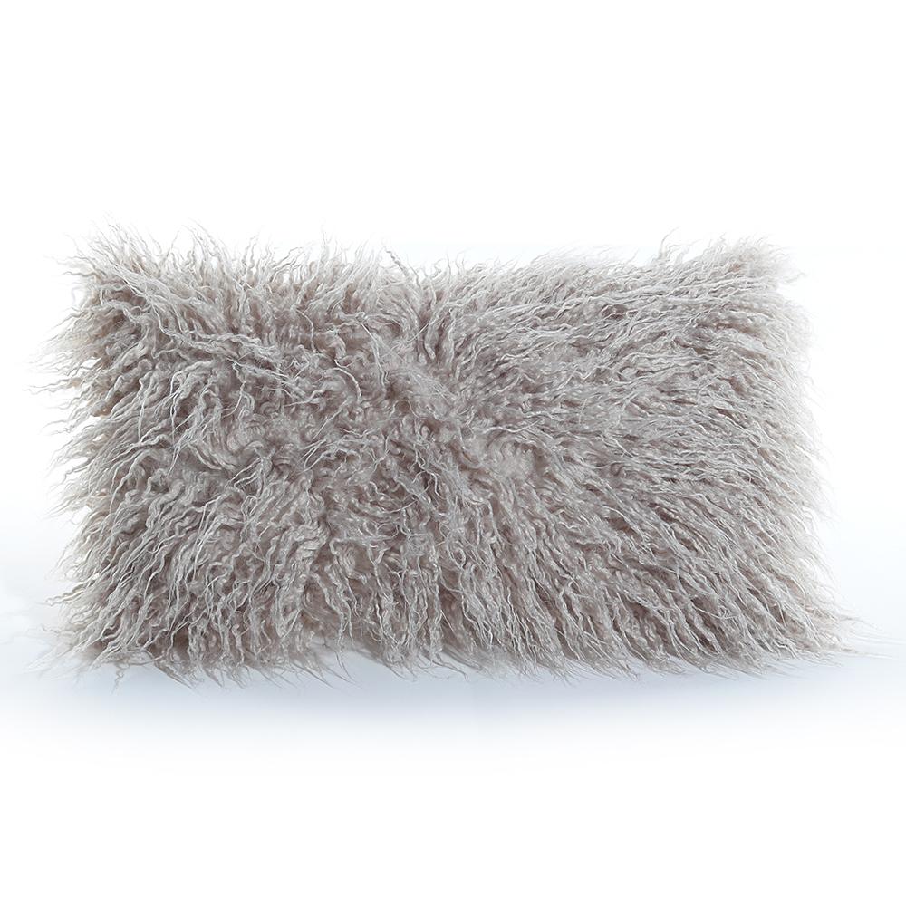 12 X 20 Inch 30 X 50 Cm Decorative New Luxury Series Style Grey Faux Fur Throw Pillow Case Cushion Cover for Sofa Bedroom Car