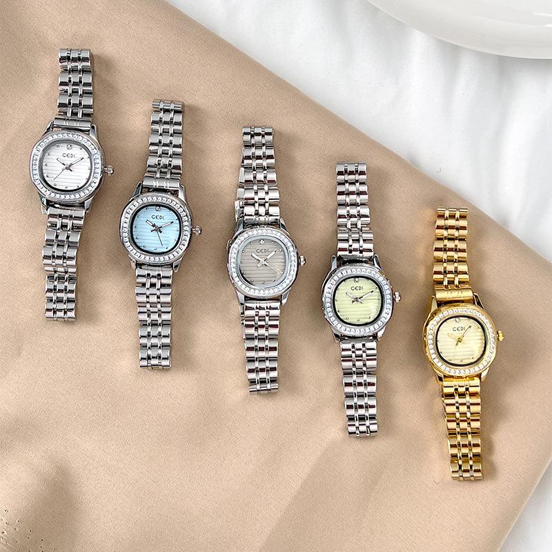 Fashion Women's Diamond-encrusted Quartz Steel Belt Watch Light Luxury High-end Sense Versatile Temperament Waterproof Watch