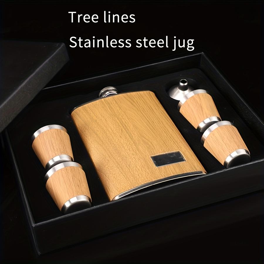 [Stainless Steel Flask Set] Stainless Steel Six-Piece Men's Flask Set | Outdoor Portable Wine Bottle, Glasses, Funnel, and Metal Drinkware