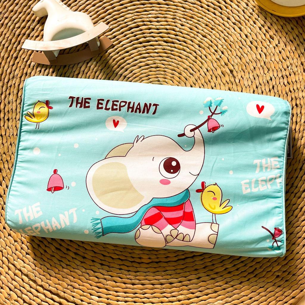 Thailand Natural Latex Children's Pillow - Pure Cotton Cartoon Design, Baby Neck Support, Ideal for Kindergarten Students and Gifts