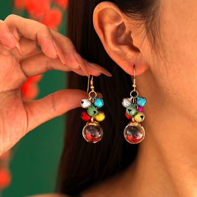 Christmas Colored Earrings, Fashionable and Versatile, Creative and Simple, Multi Colored Bell Tassel Earrings, Christmas Carnival Earrings