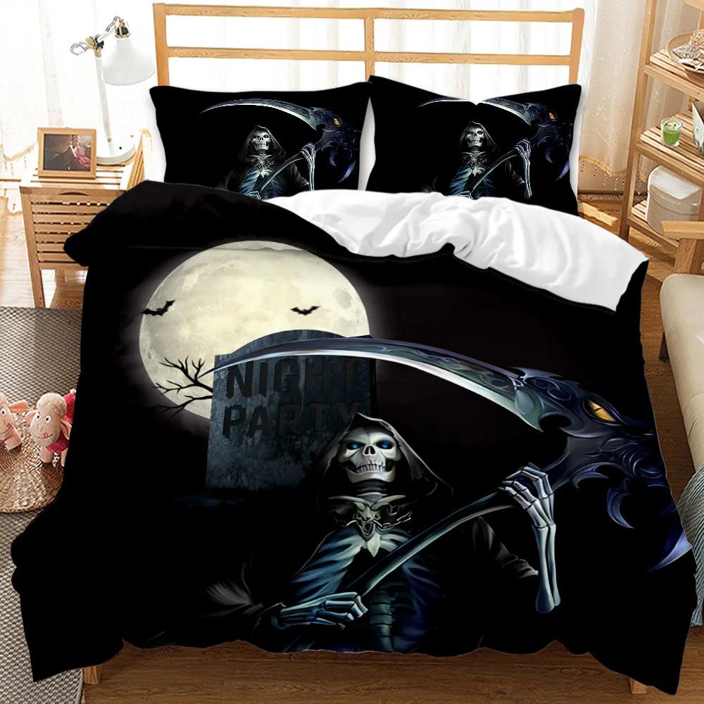 Sada povlečení s lebkami Halloween Muži Horor Gotika pro Kluky Dospívající Dospělé Jednolůžková Sada povlečení Queen King Size Polyesterový Povlak na peřinu