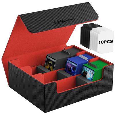 Mlikero Deck Duży Mieści 1800 Magnetyczny Przechowywanie Kart Kolekcjonerskich Zawiera 10 Przegródek i 3 Pianki Kompatybilny z Duel i Innymi Grami Karcianymi i Etui,