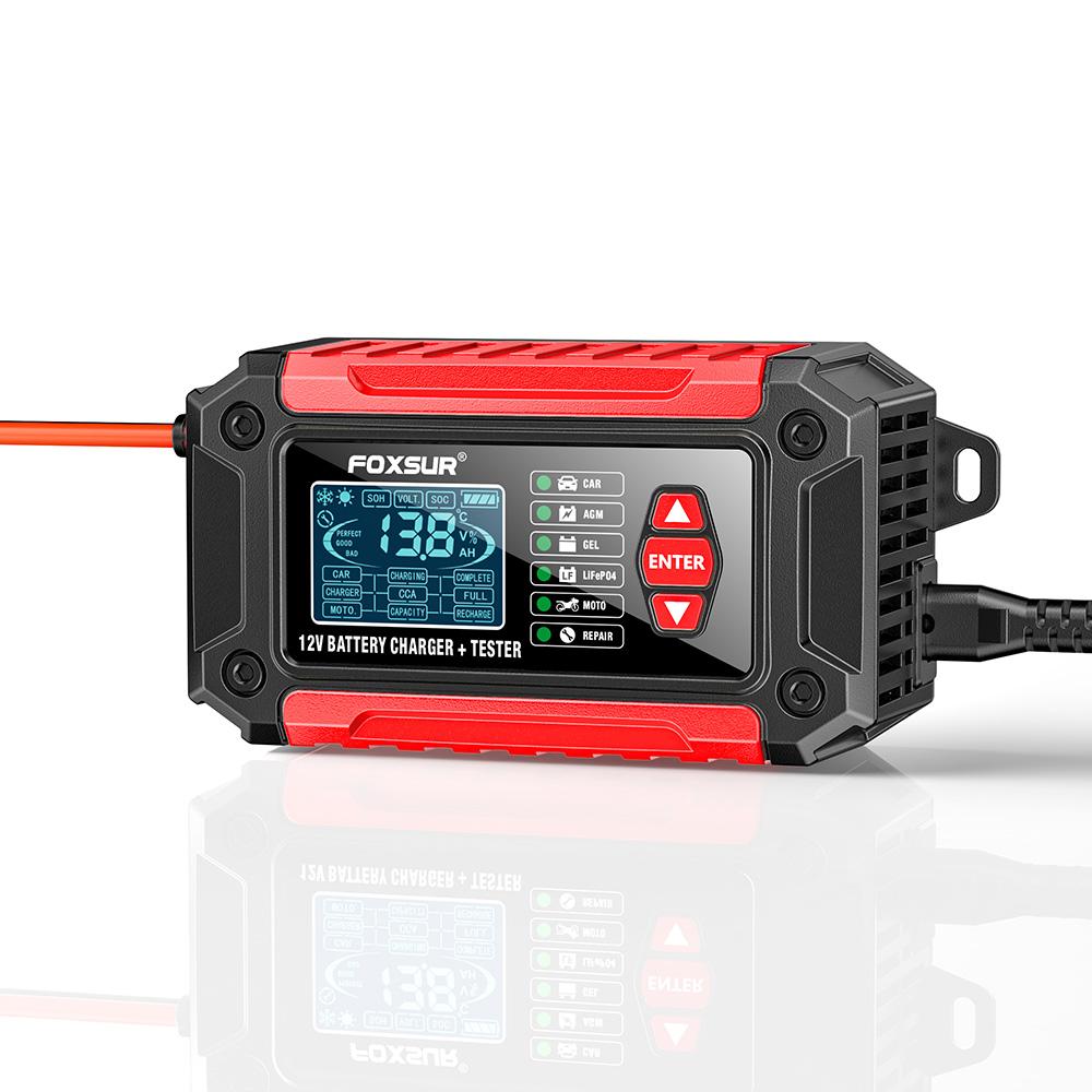 2 in 1 Car Battery Chargers and Tester 12V6A Intelligent Pulse Repairing Charge Device Automotive