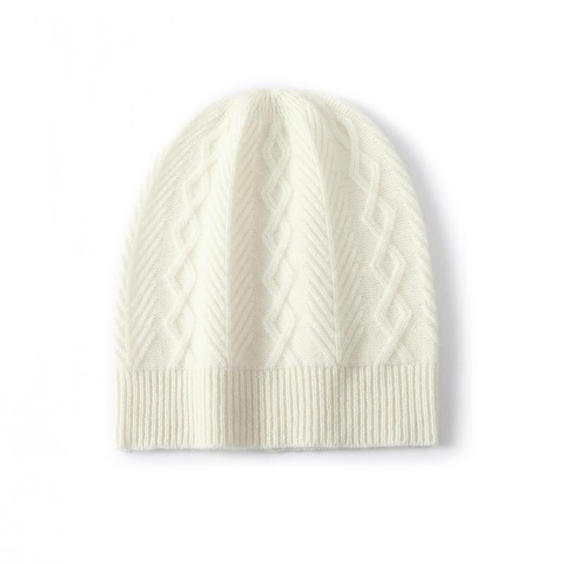 Autumn and Winter New Pure Wool Hat Women's Wool Knitted Threaded Edge Couple Ear Protection Warm Bald Hat Cold Hat