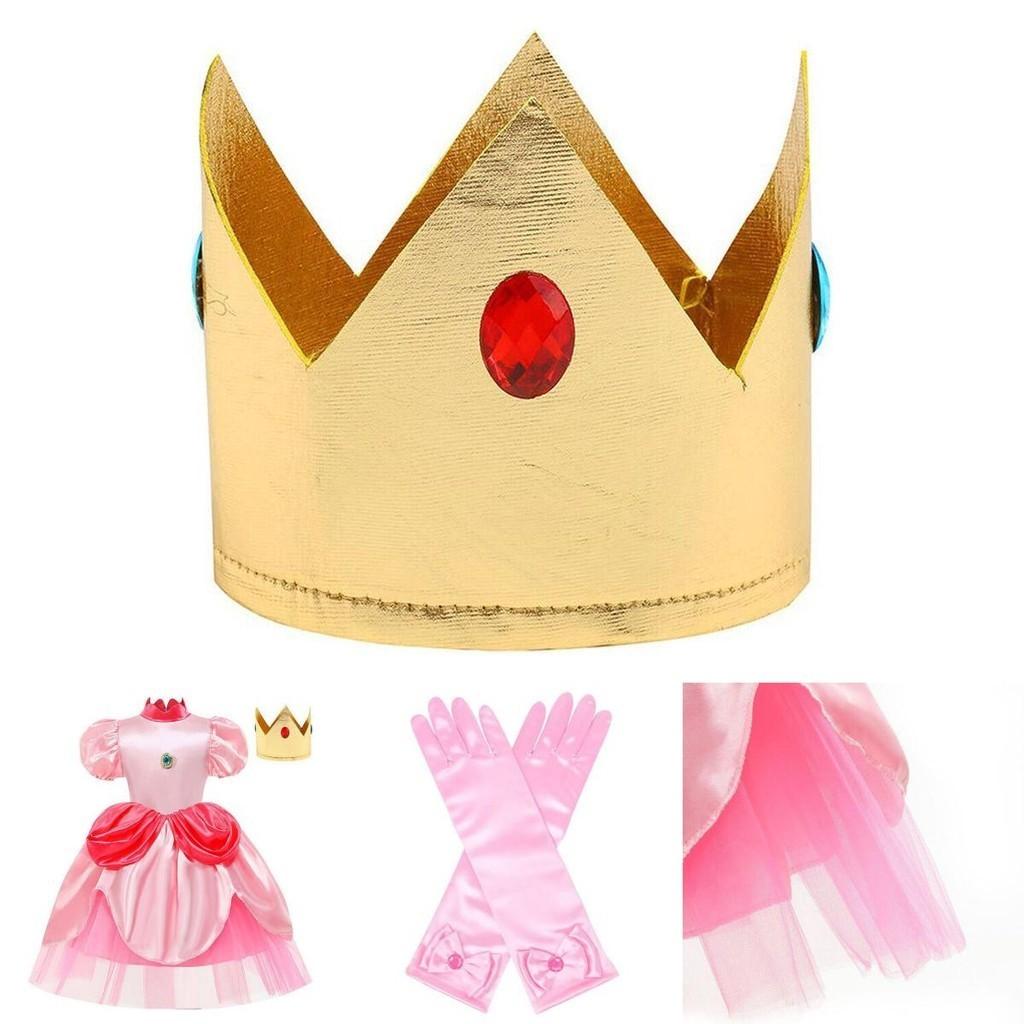Adorable Princess Peach Dress Costume For Kids Perfect For Halloween And Role Play