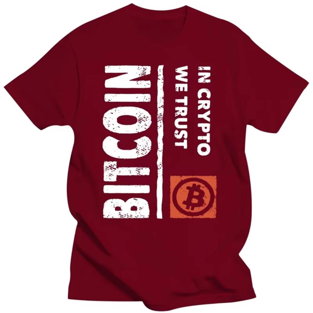 Vintage Grunge Bitcoin Retro In Crypto We Trust T Shirt for Men Pure Cotton T-shirt Short Sleeves BTC Tee Cryptocurrency Tshirt
