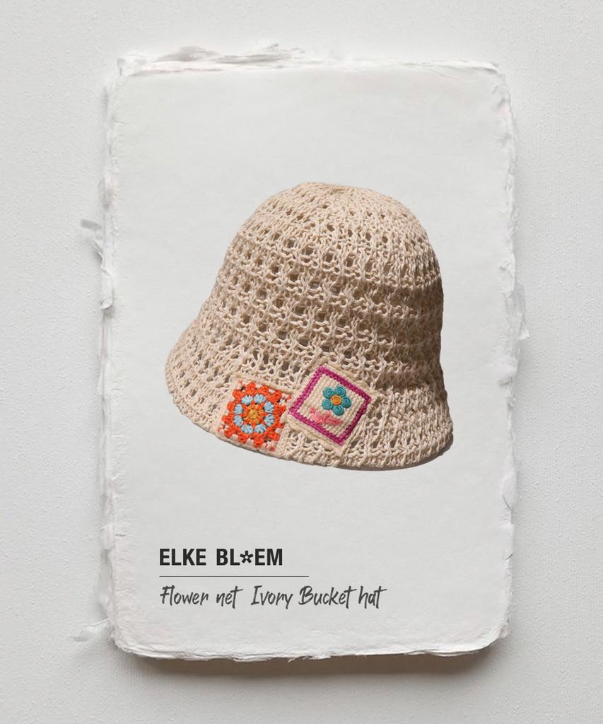 Elkebeullum Flower Net Ivory Bucket Hat
