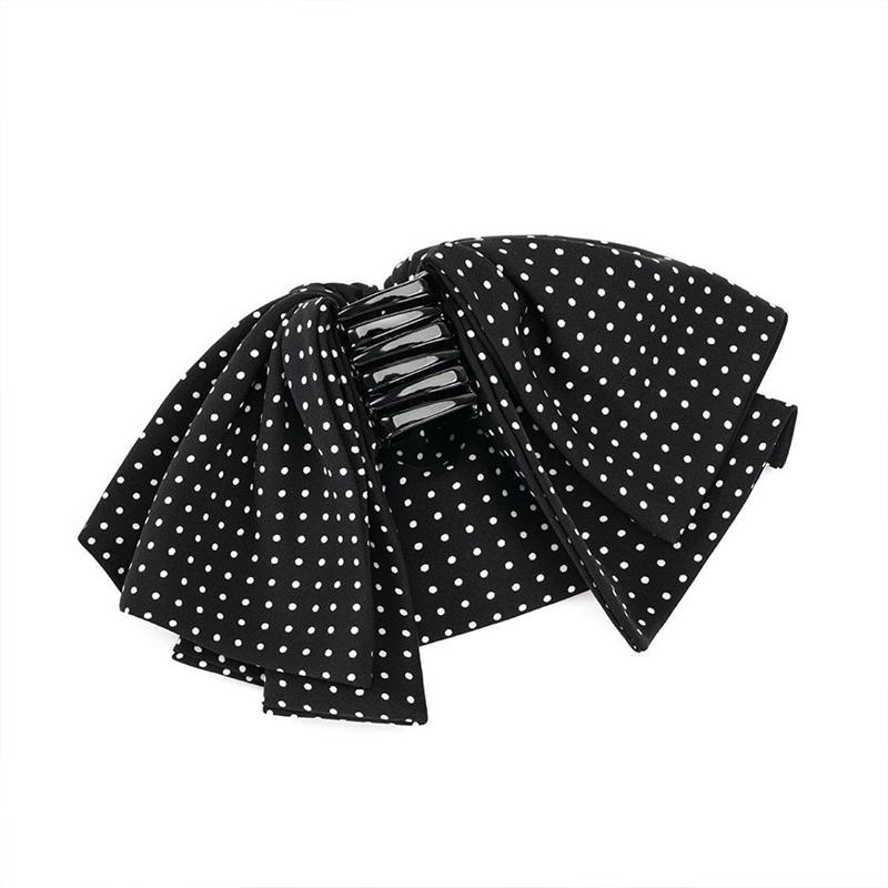 Polka Dot Bow Clip Fashionable Back Of The Head Bun Ponytail Clip Hair Accessories