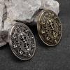 Vintage skandinávská brož štít severská mytologie keltská kovová brož punkový amulet špendlík pro muže
