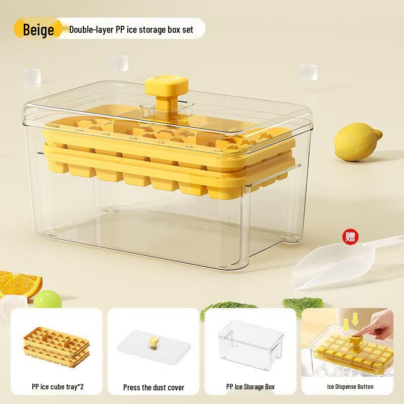 BiaoXing Press Ice Cube Maker with Lid and Storage