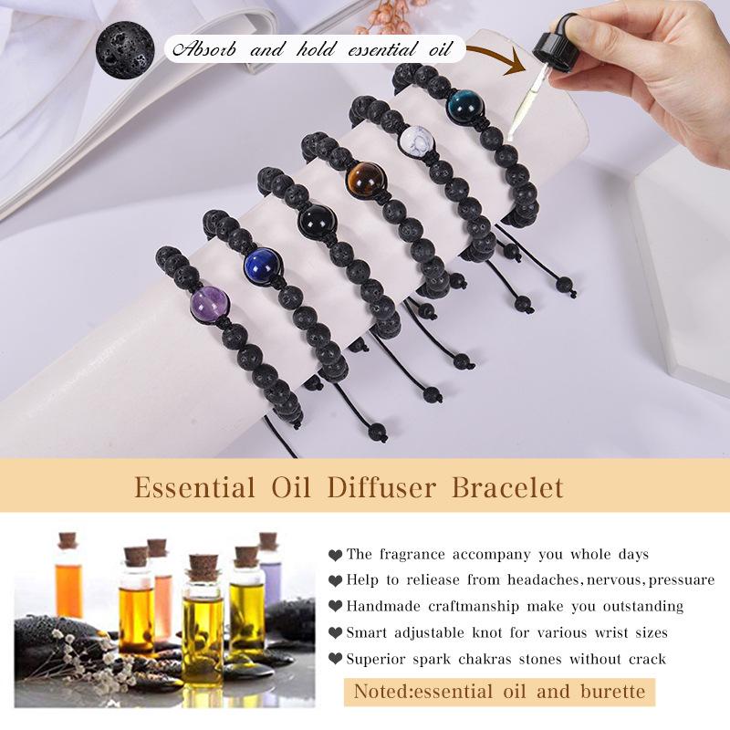 2025 Unisex Obsidian & Lava Stone Woven Bracelet - 12MM