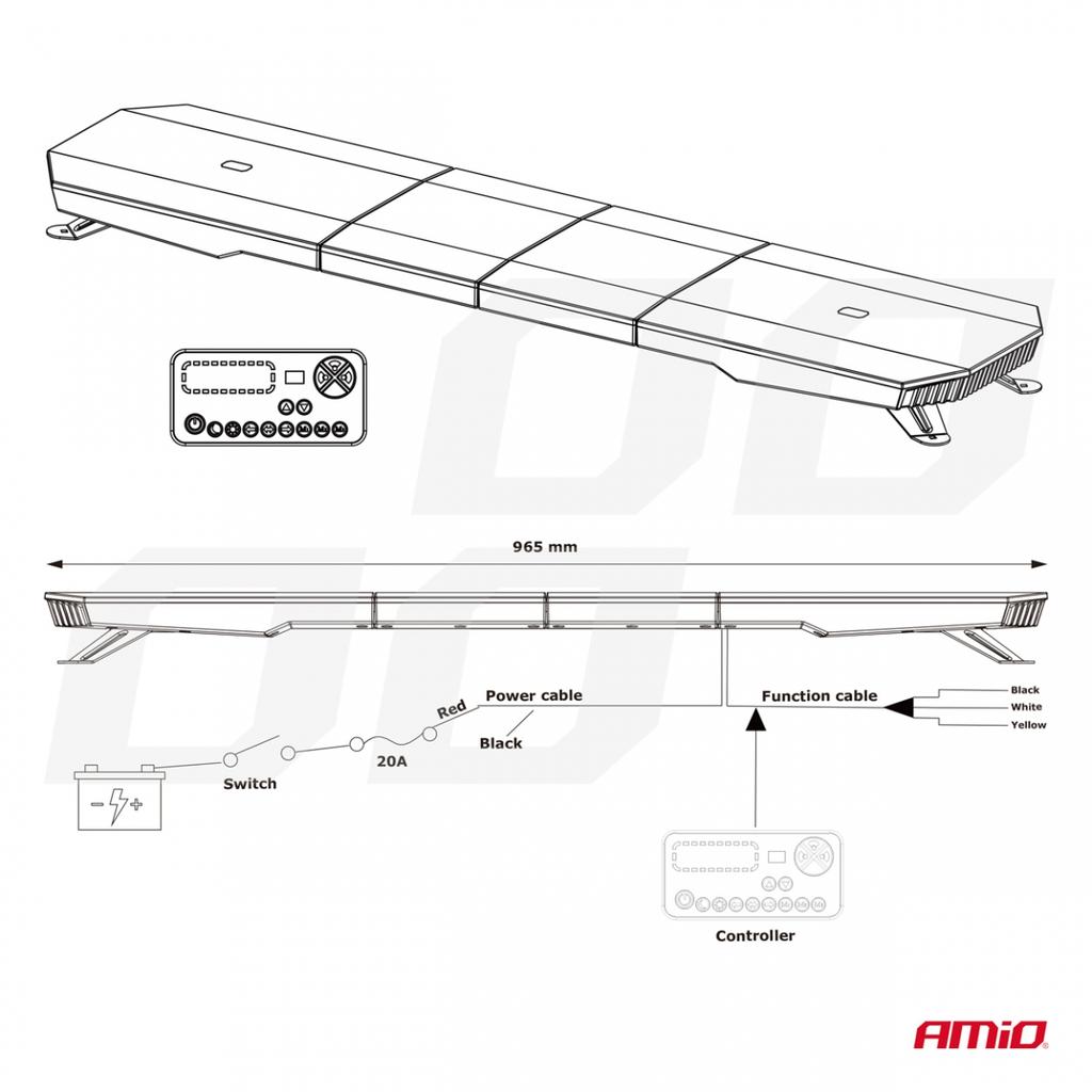 Led Warning Beam 51 Functions 117Cm Approval R65 R10 12-24V Amio-03344