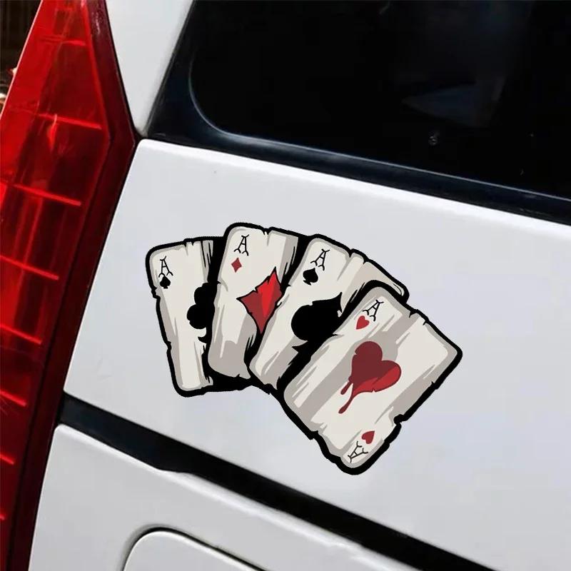 Poker Spades A Pattern Motorcycle Decals Motocross Fuel Tank Cafe Racer Body Car Windows Funny Decoration Playing Card Stickers