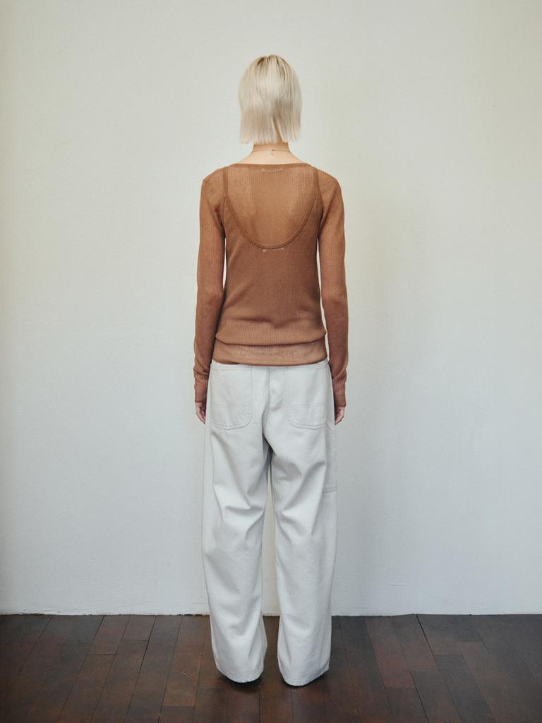 Reply Ribbed Layered Cardigan Set_Brown