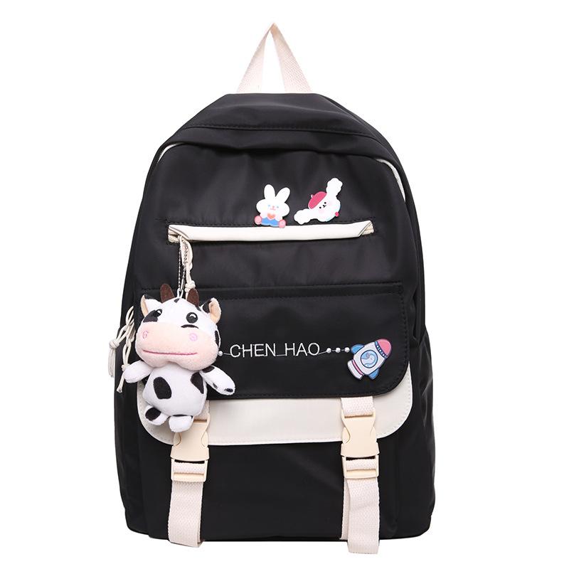 Schoolbag Junior High School Student Schoolbag Female Harajuku Ulzzang High School College Student Contrasting Color Backpack Ins Wind Girl Backpack 