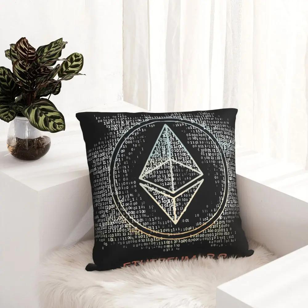 Ethereum ETH Crypto Trader Pillowcase Printed Polyester Cushion Cover Decor Bitcoin Pillow Case Cover Home Zippered