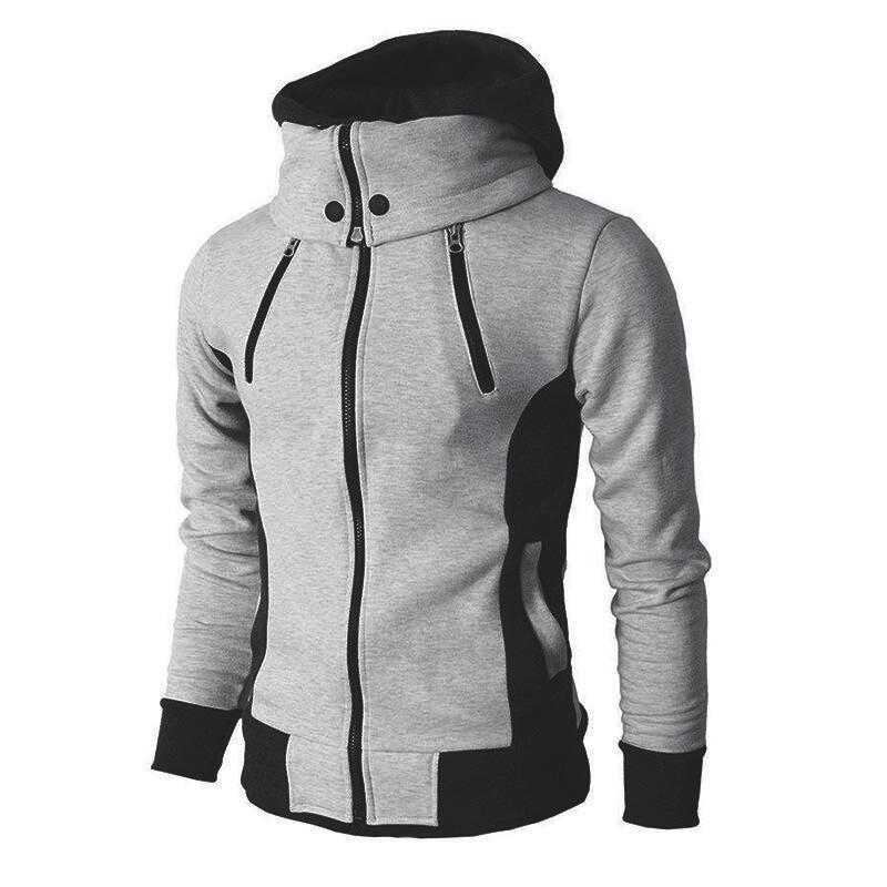 Men 's Zipper Thin Jackets Autumn Casual Fleece Coats Bomber Jacket Scarf Collar Fashion Hooded Male Outwear Slim Fit Hoody